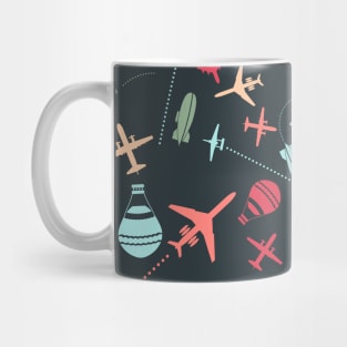 Black Airplane and Aviation Pattern Mug